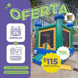 castillo 10x10 + 12 popcorn envasados + 12 algodones envasados.