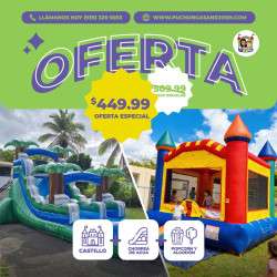 Castillo 13x13 + 1 chorrera de agua! + 12 popcorn envasados y 12 algodones envasados