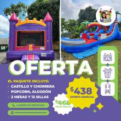 Castillo 13x13 + 1 Chorrera de Agua + 12 popcorn, 12 algodones, 2 mesas y 12 sillas!!!